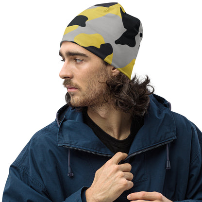 Camouflage Beanie | Yellow, Black and Silver