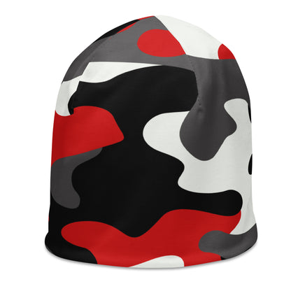 Camouflage Beanie | Red, Black, and White