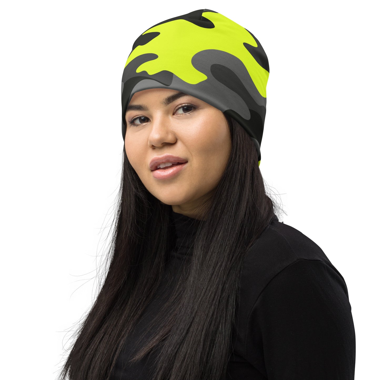 Camouflage Beanie | Yellow, Black, and Gray