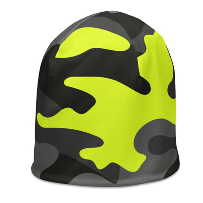 Camouflage Beanie | Yellow, Black, and Gray