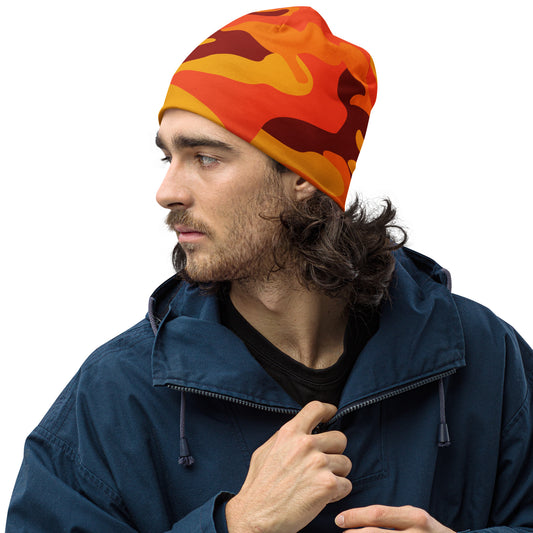 Camouflage Beanie | Orange & Red