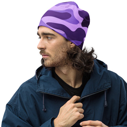 Camouflage Beanie | Purple, Blue, and Mauve