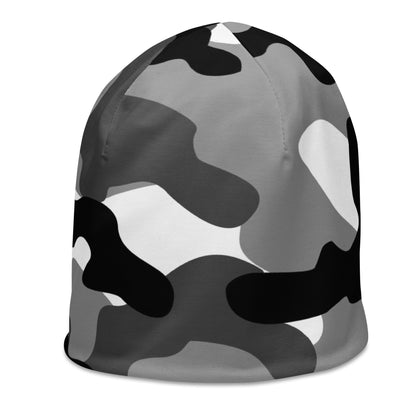 Camouflage Beanie | Gray, Black, & White