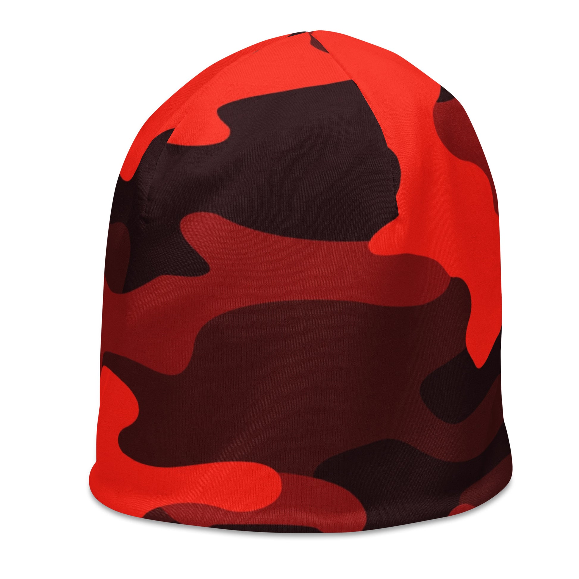 Camouflage Beanie | Scarlet Red & Black