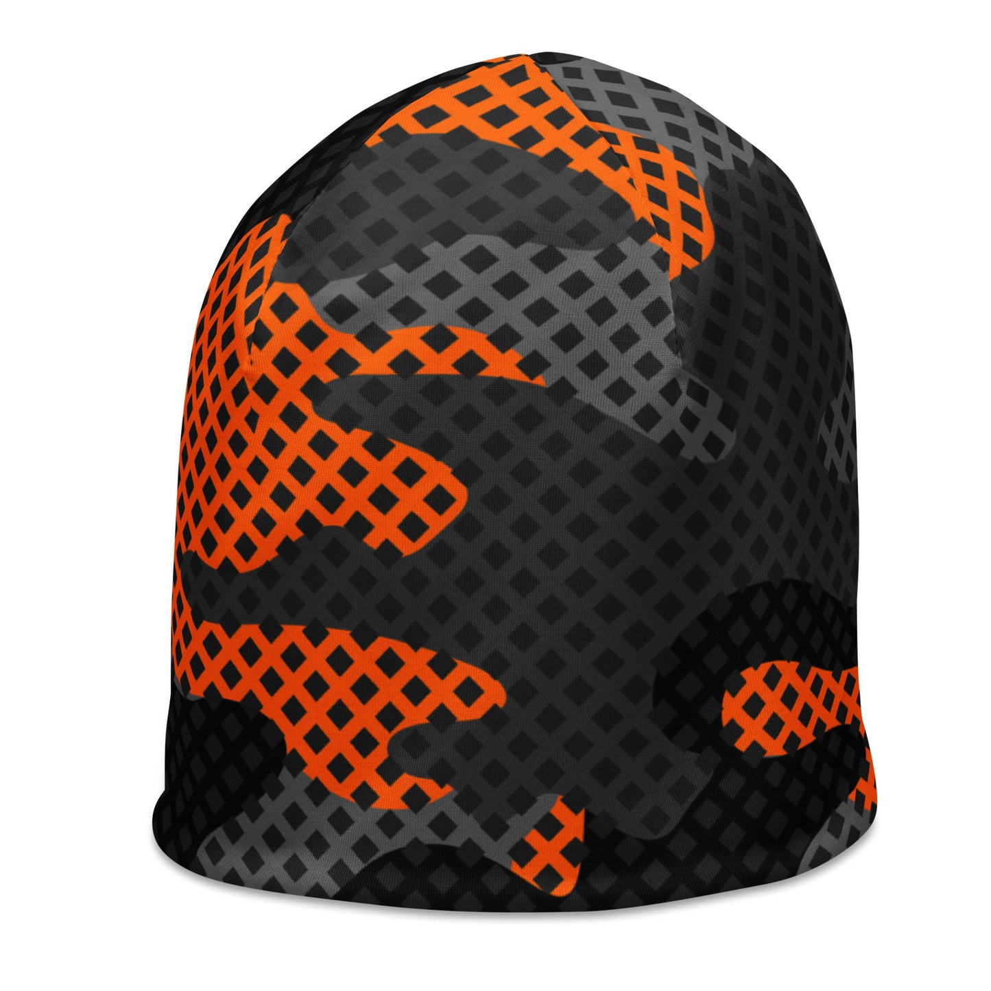 Camouflage Beanie | Orange & Black Pixel