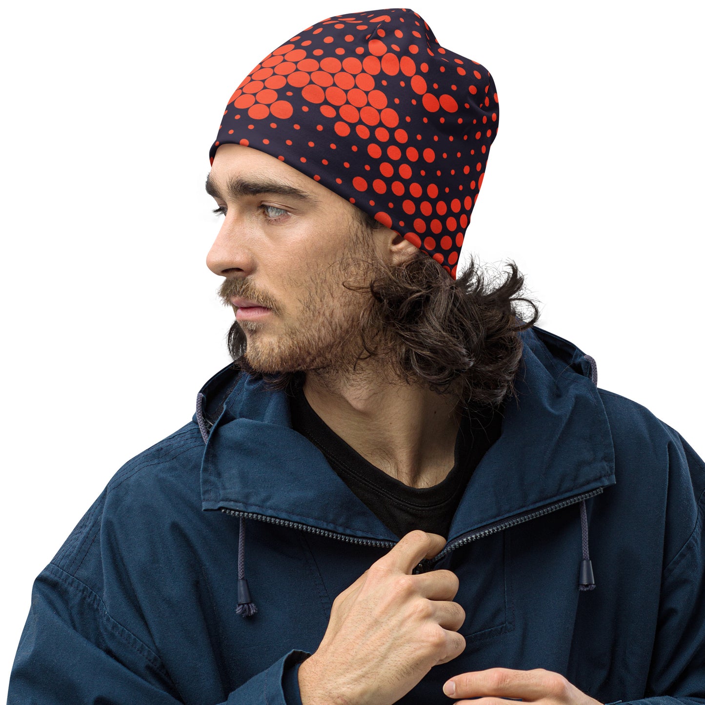 Camouflage Beanie | Orange & Blue Digital