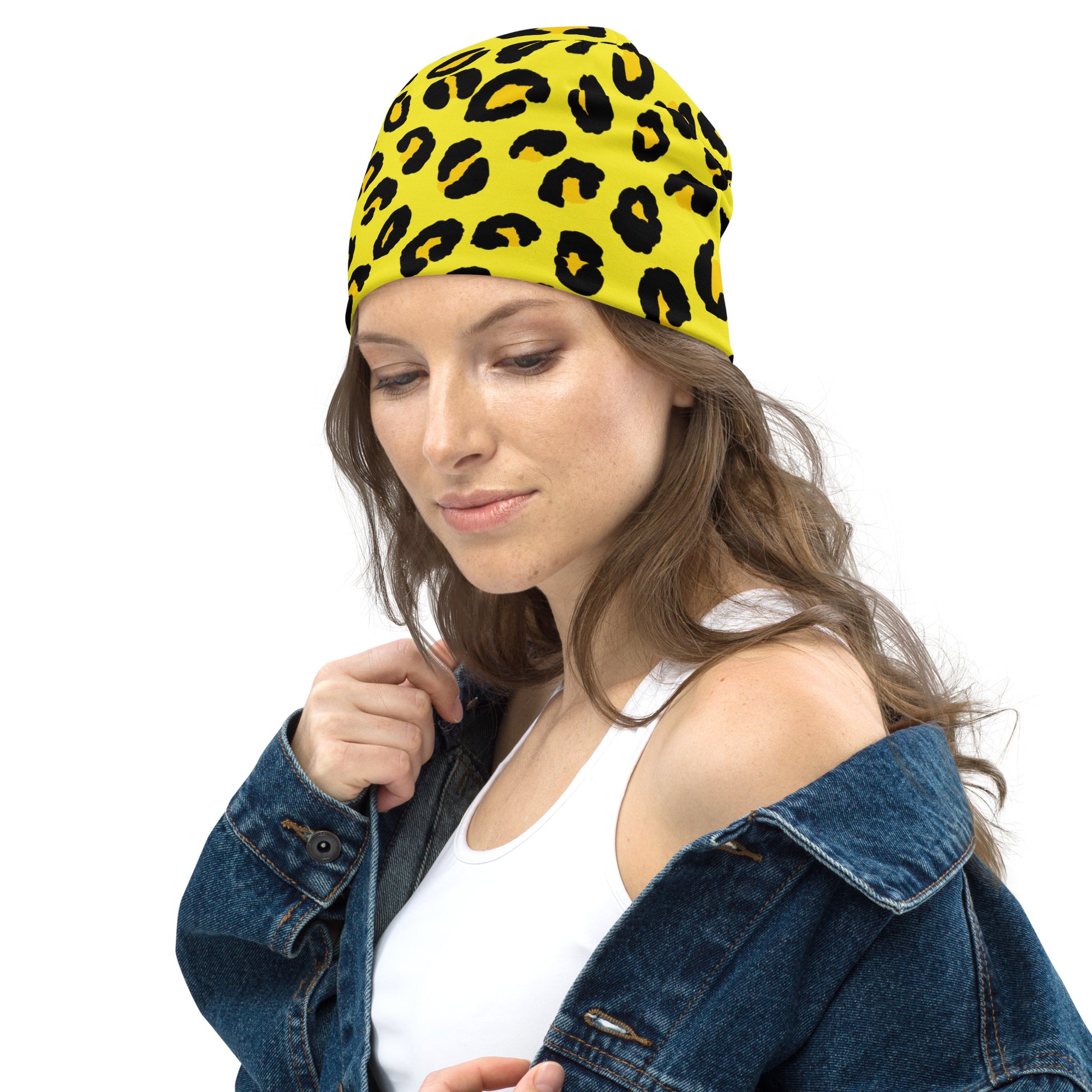 Leopard Print Beanie | Yellow and Black