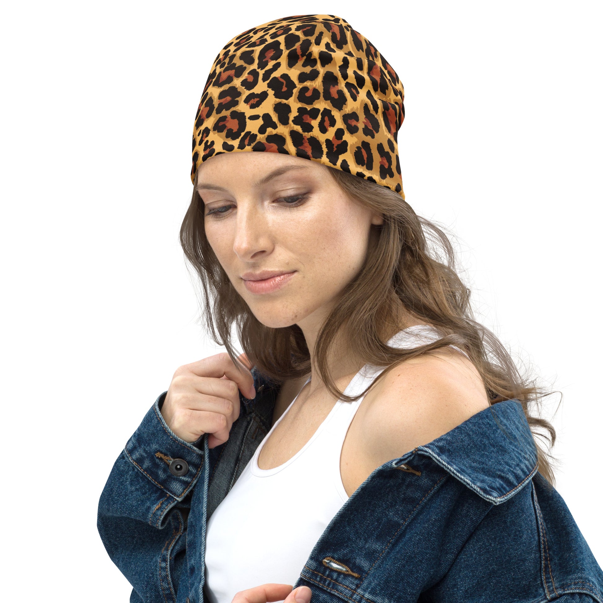 Leopard Print Beanie | Classic Brown and Black