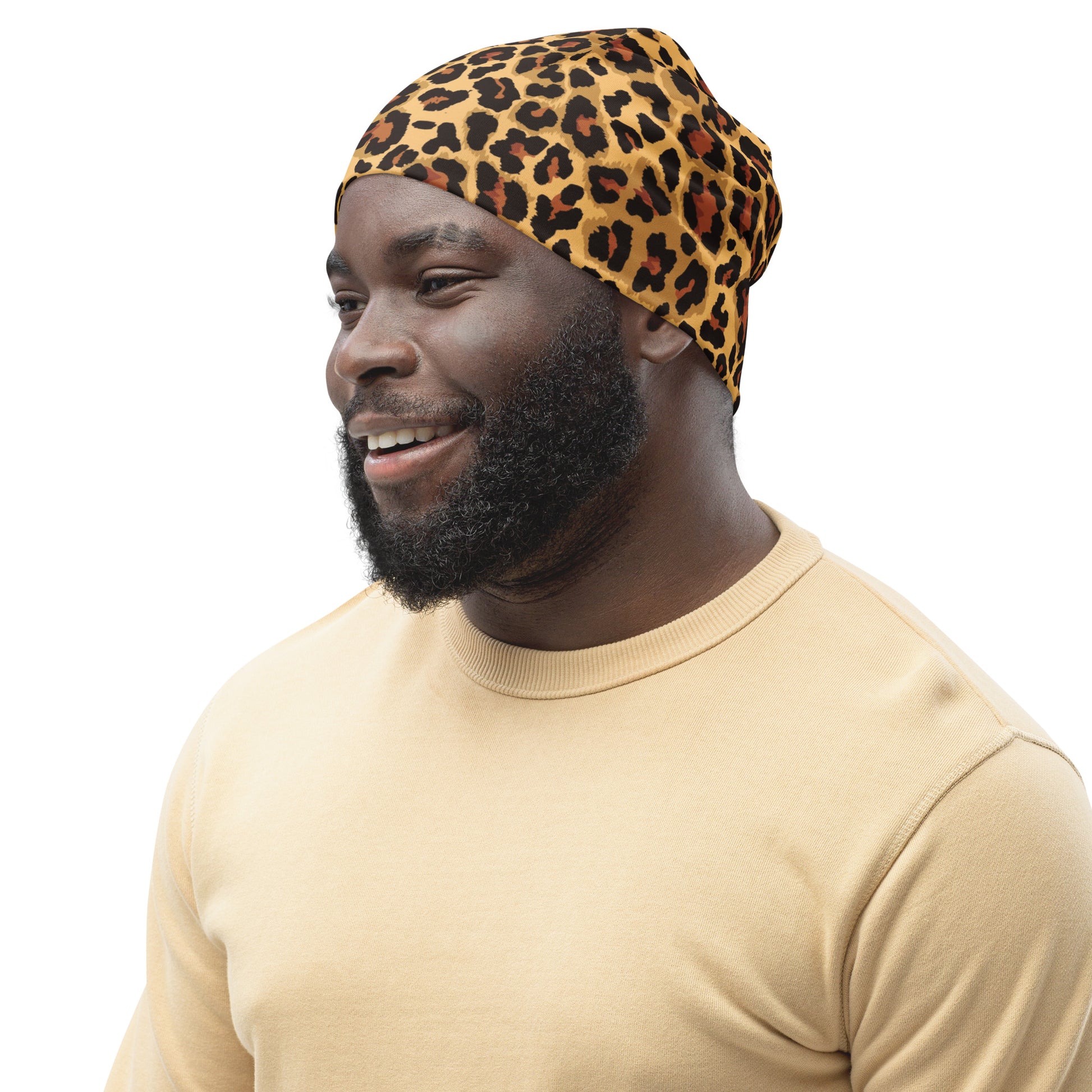 Leopard Print Beanie | Classic Brown and Black