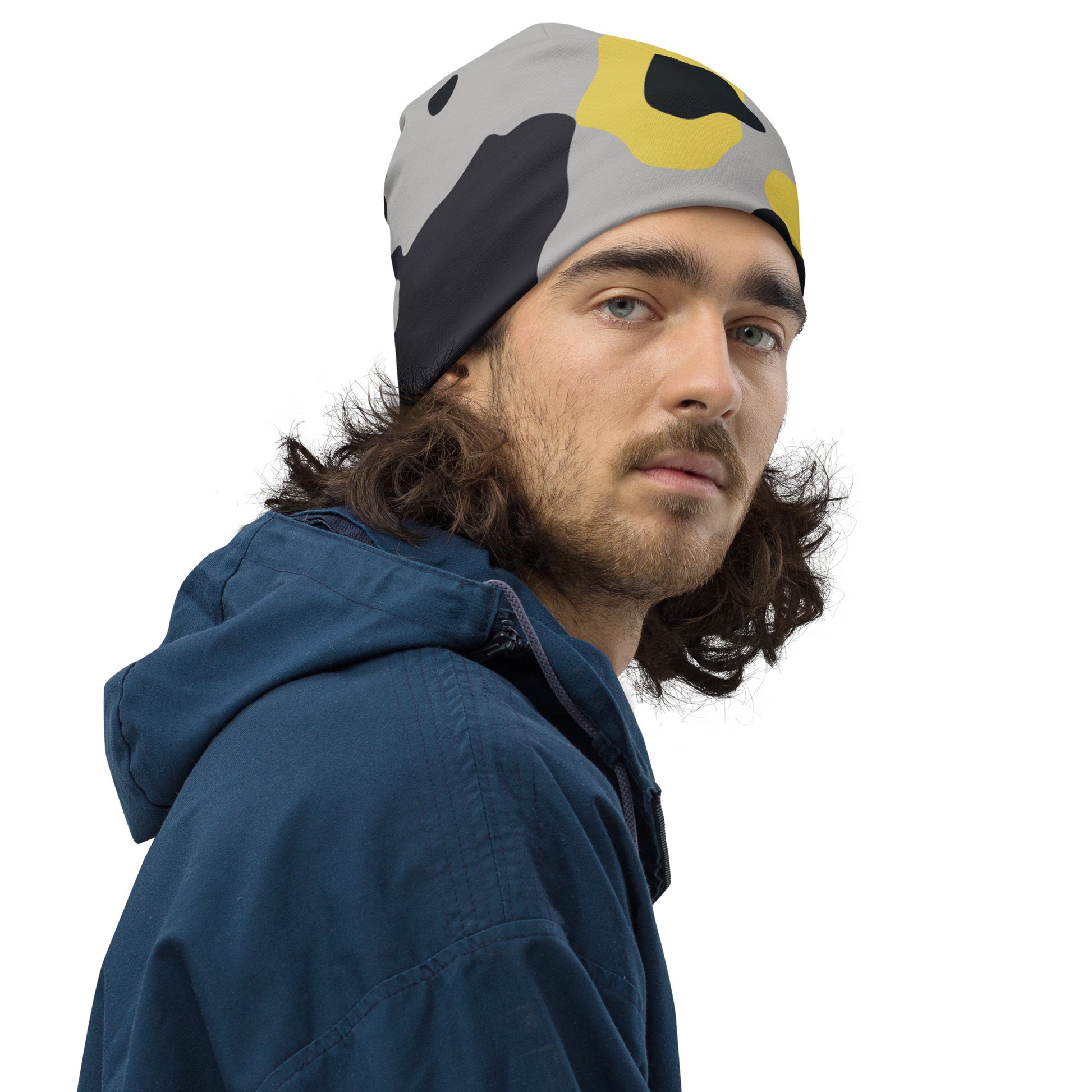 Camouflage Beanie | Yellow, Black and Silver