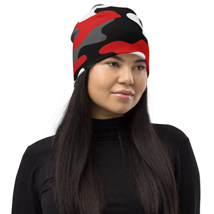 Camouflage Beanie | Red, Black, and White