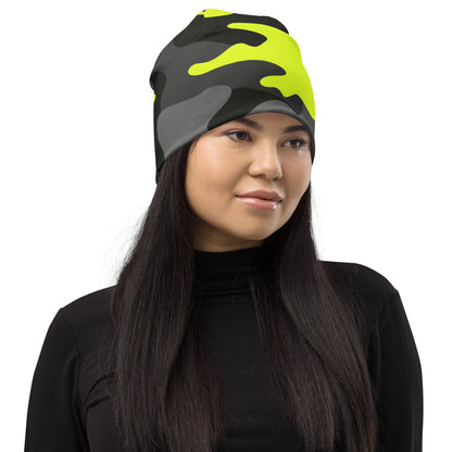 Camouflage Beanie | Yellow, Black, and Gray