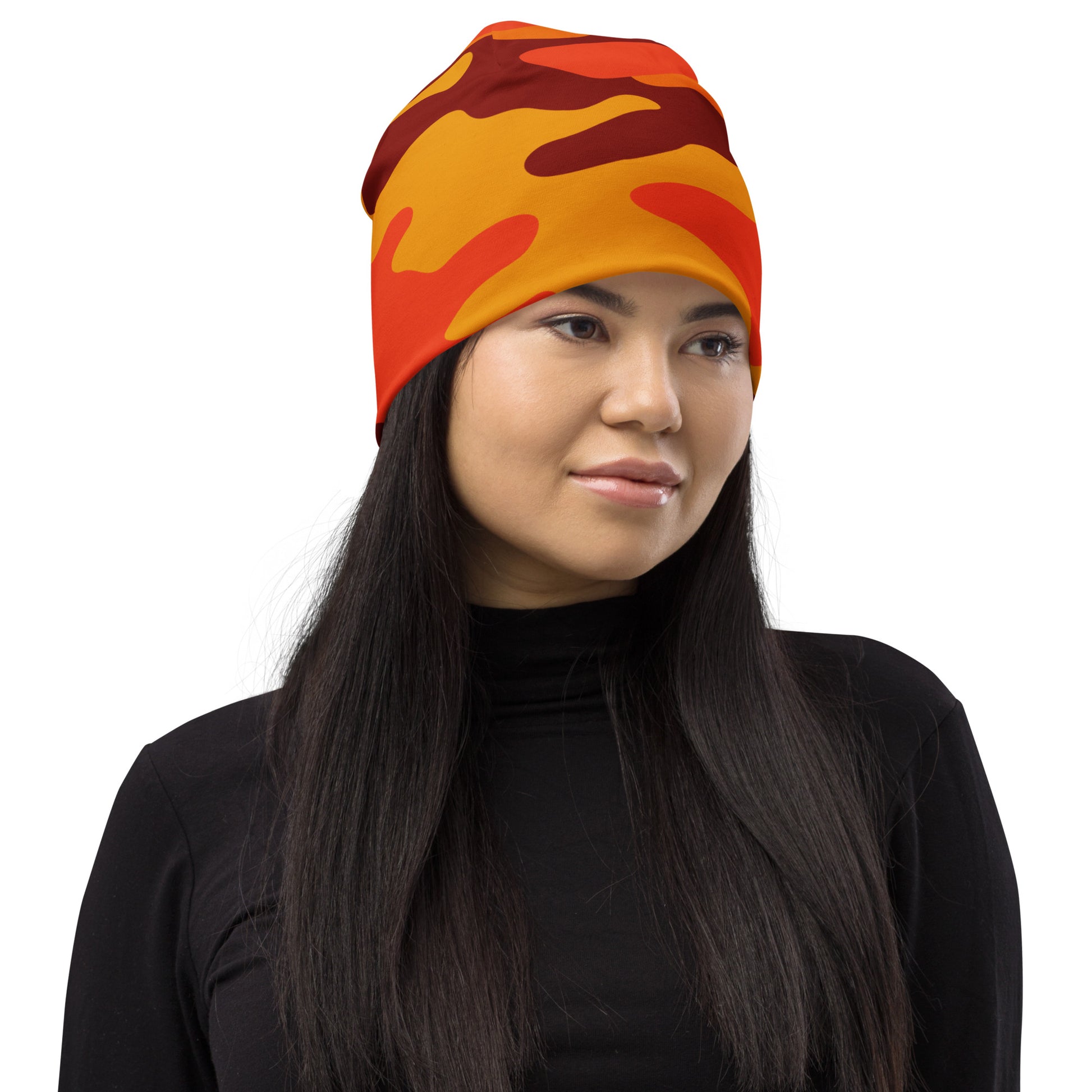 Camouflage Beanie | Orange & Red