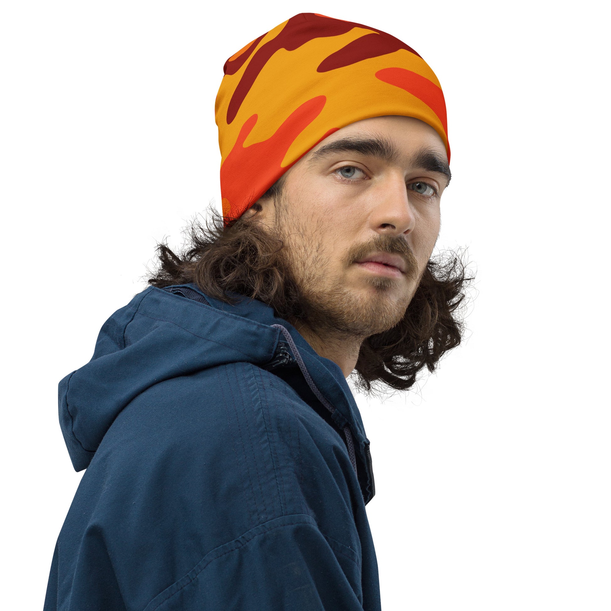 Camouflage Beanie | Orange & Red