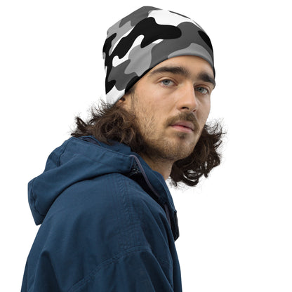 Camouflage Beanie | Gray, Black, & White