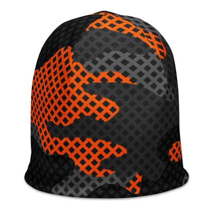 Camouflage Beanie | Orange & Black Pixel