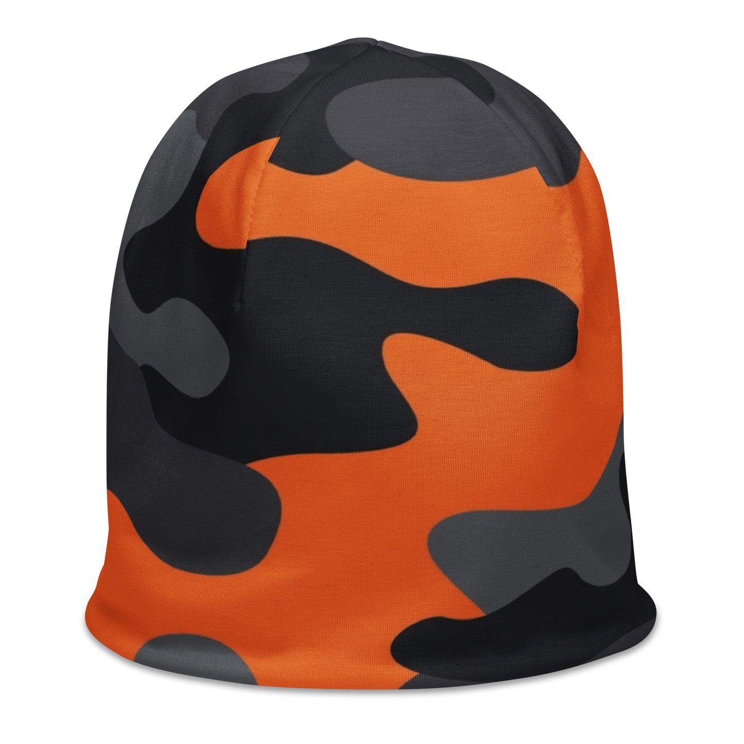 Camouflage Beanie | Orange, Black, and Gray