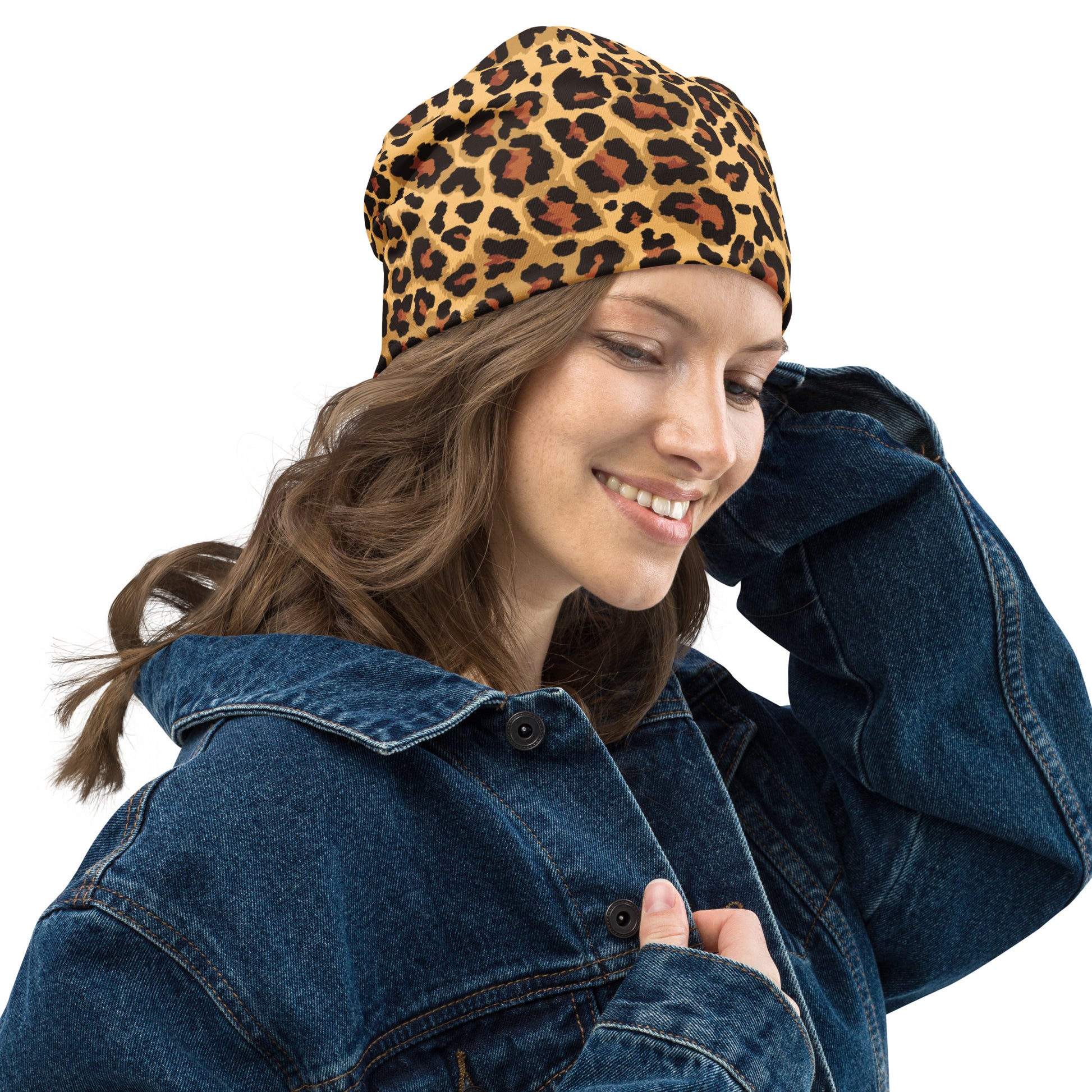 Leopard Print Beanie | Classic Brown and Black