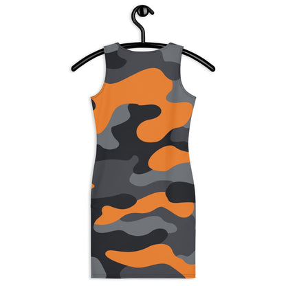 Camo Dress | Orange, Black & Gray | Tight Bodycon Fit