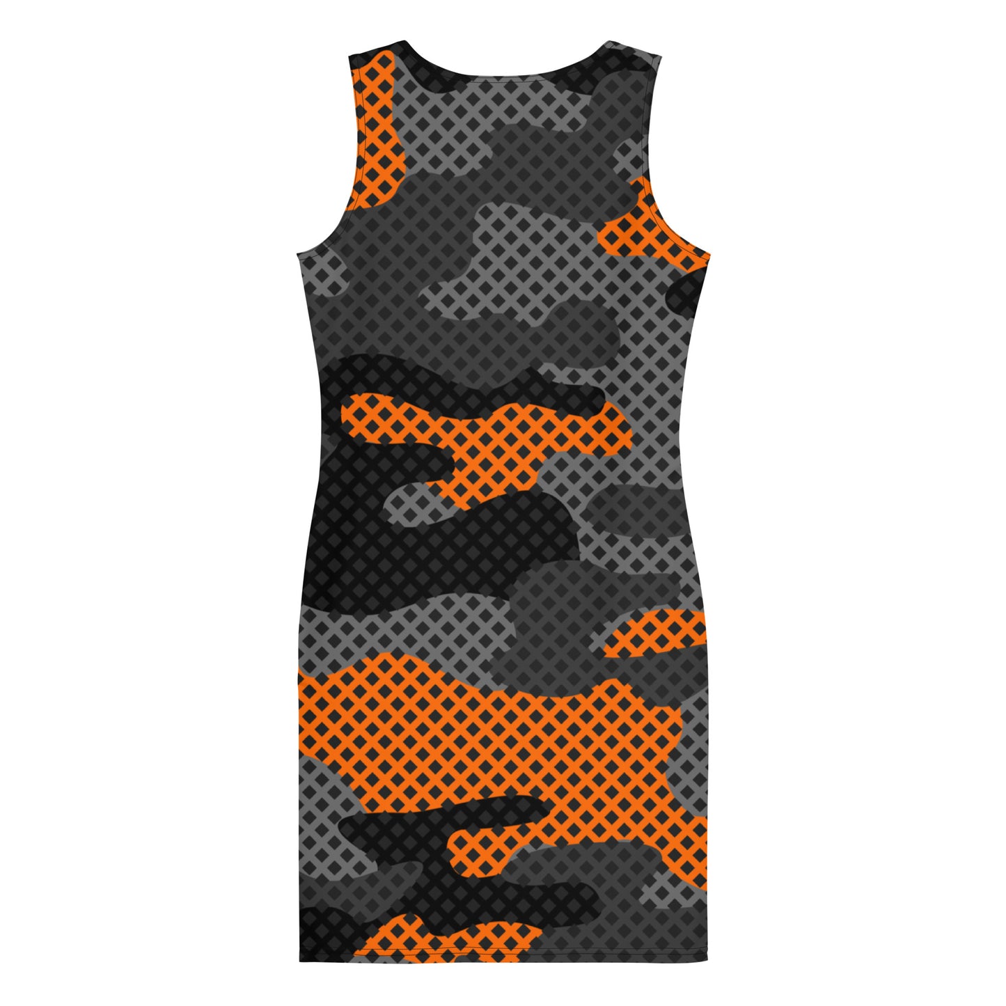 Camo Dress | Black & Orange Pixel | Tight Bodycon Fit