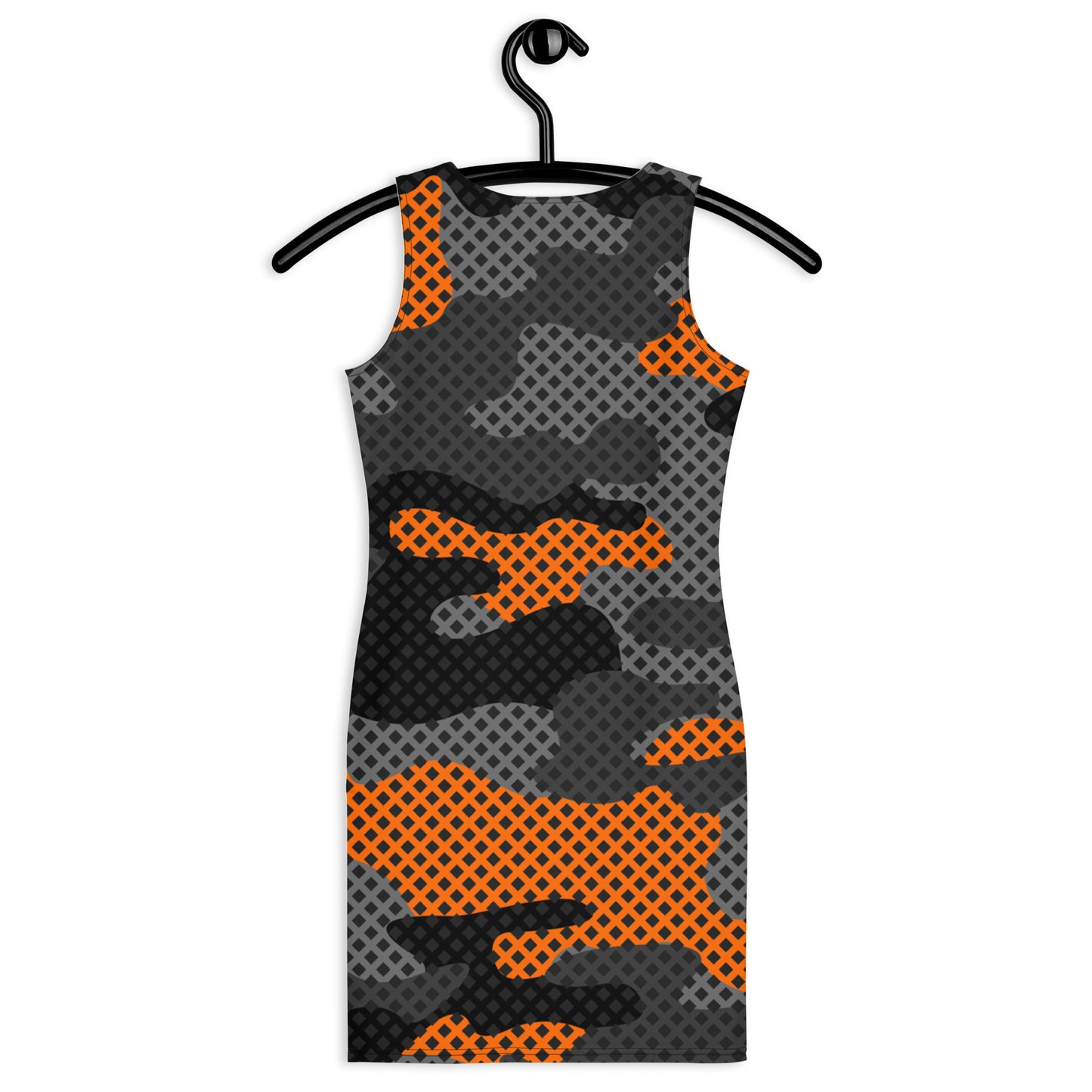 Camo Dress | Black & Orange Pixel | Tight Bodycon Fit