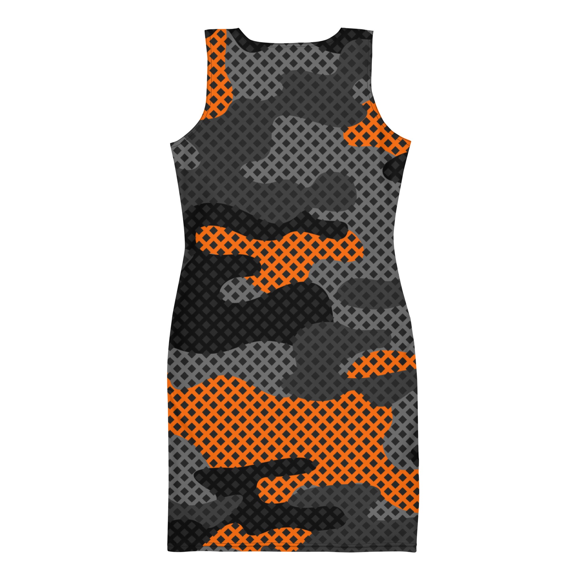 Camo Dress | Black & Orange Pixel | Tight Bodycon Fit