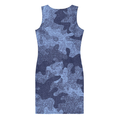 Camo Dress | Denim Blue Camouflage | Tight Bodycon Fit