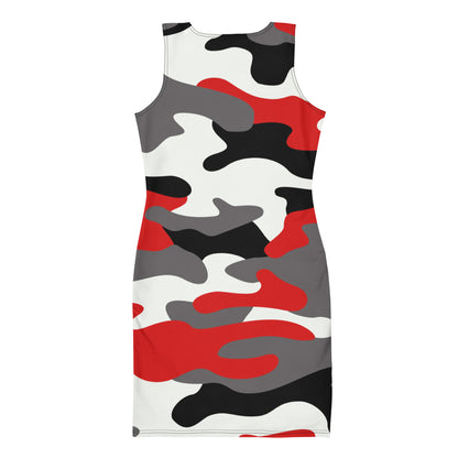 Camo Dress | Red, Black, and White | Tight Bodycon Fit