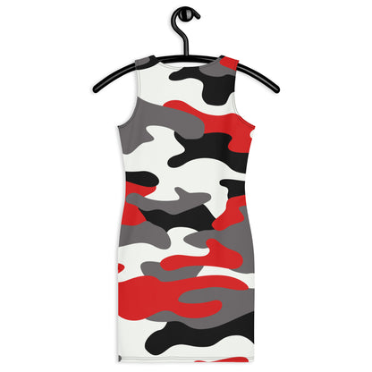 Camo Dress | Red, Black, and White | Tight Bodycon Fit