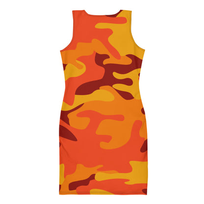 Camo Dress | Orange & Red Camouflage | Tight Bodycon Fit