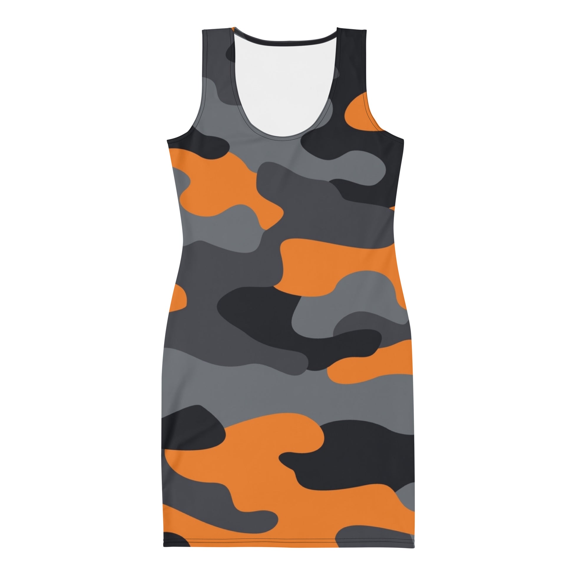 Camo Dress | Orange, Black & Gray | Tight Bodycon Fit