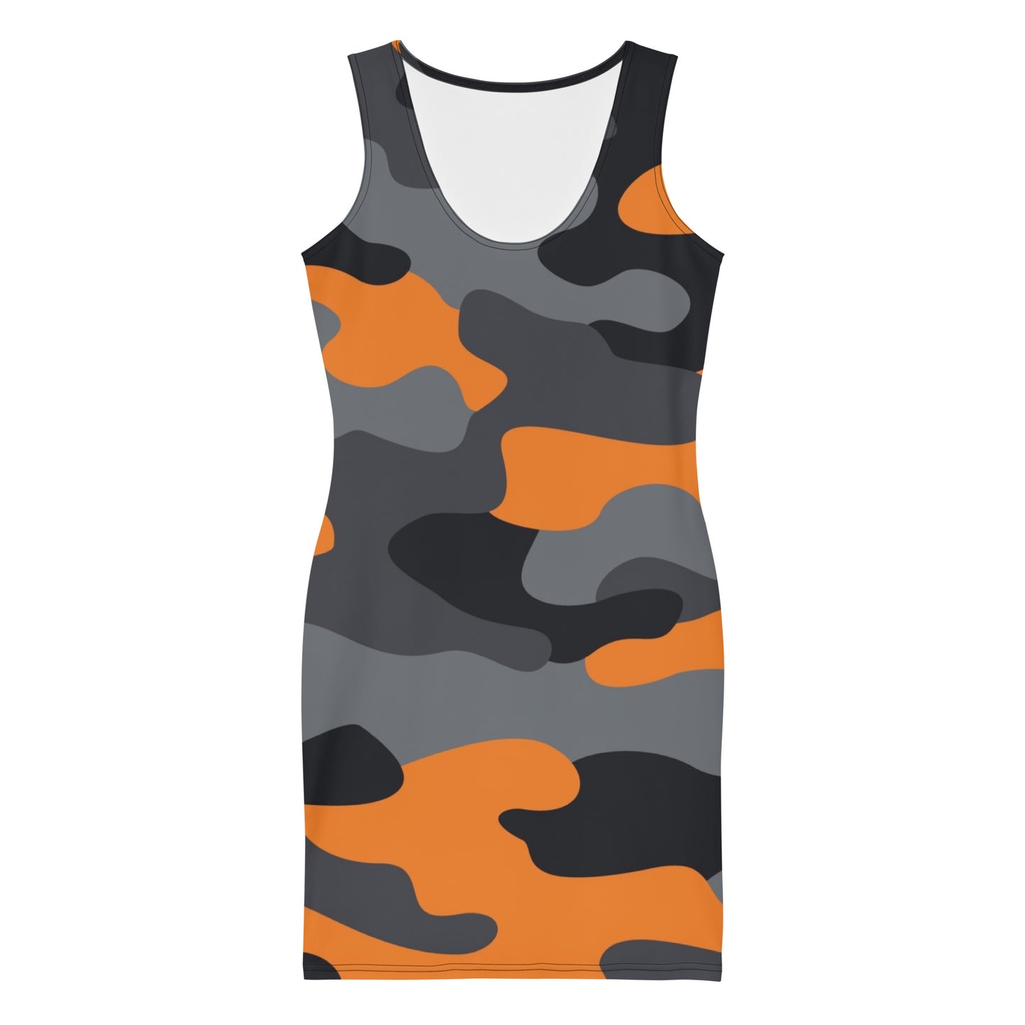 Camo Dress | Orange, Black & Gray | Tight Bodycon Fit