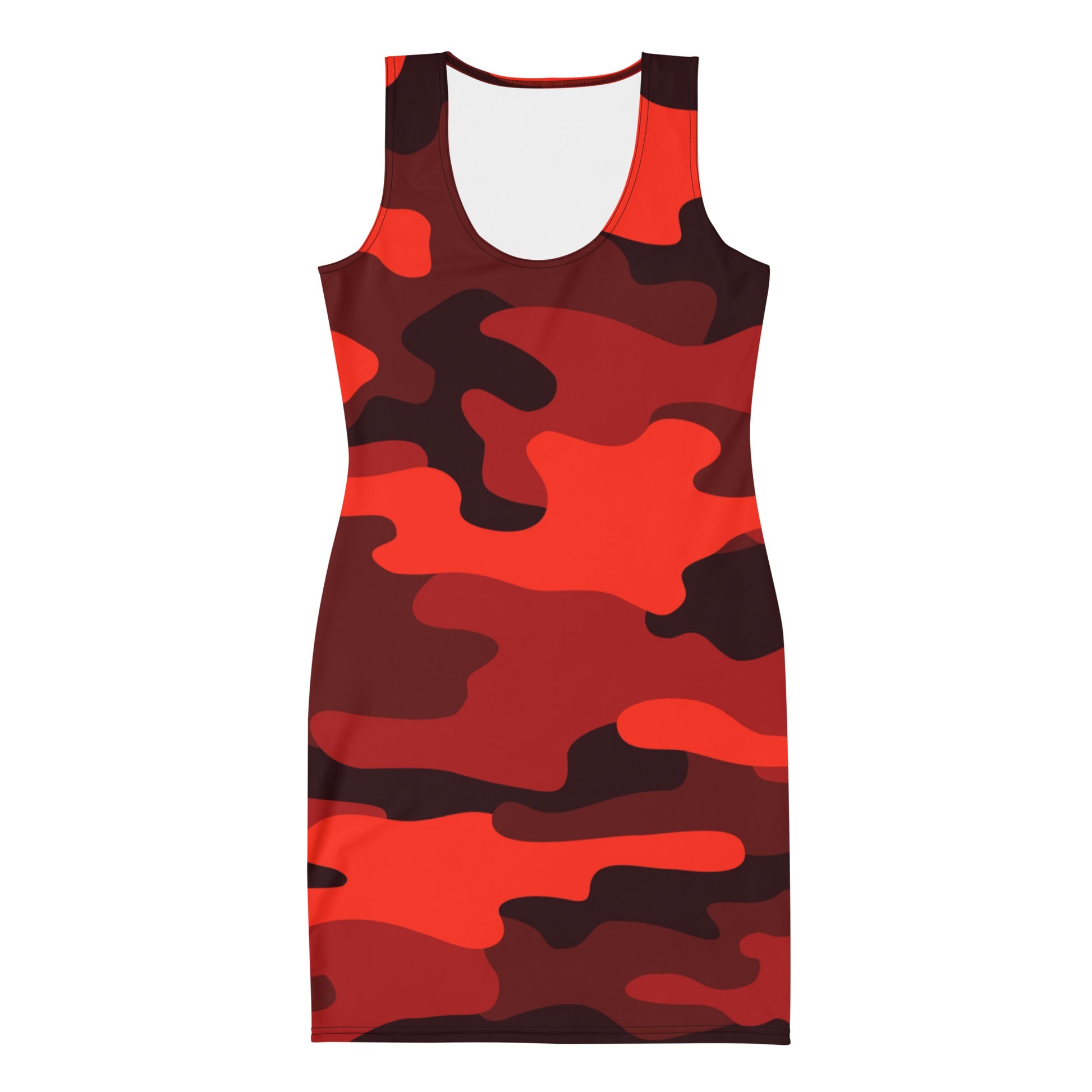 Camo Dress | Scarlet Red & Black | Tight Bodycon Fit