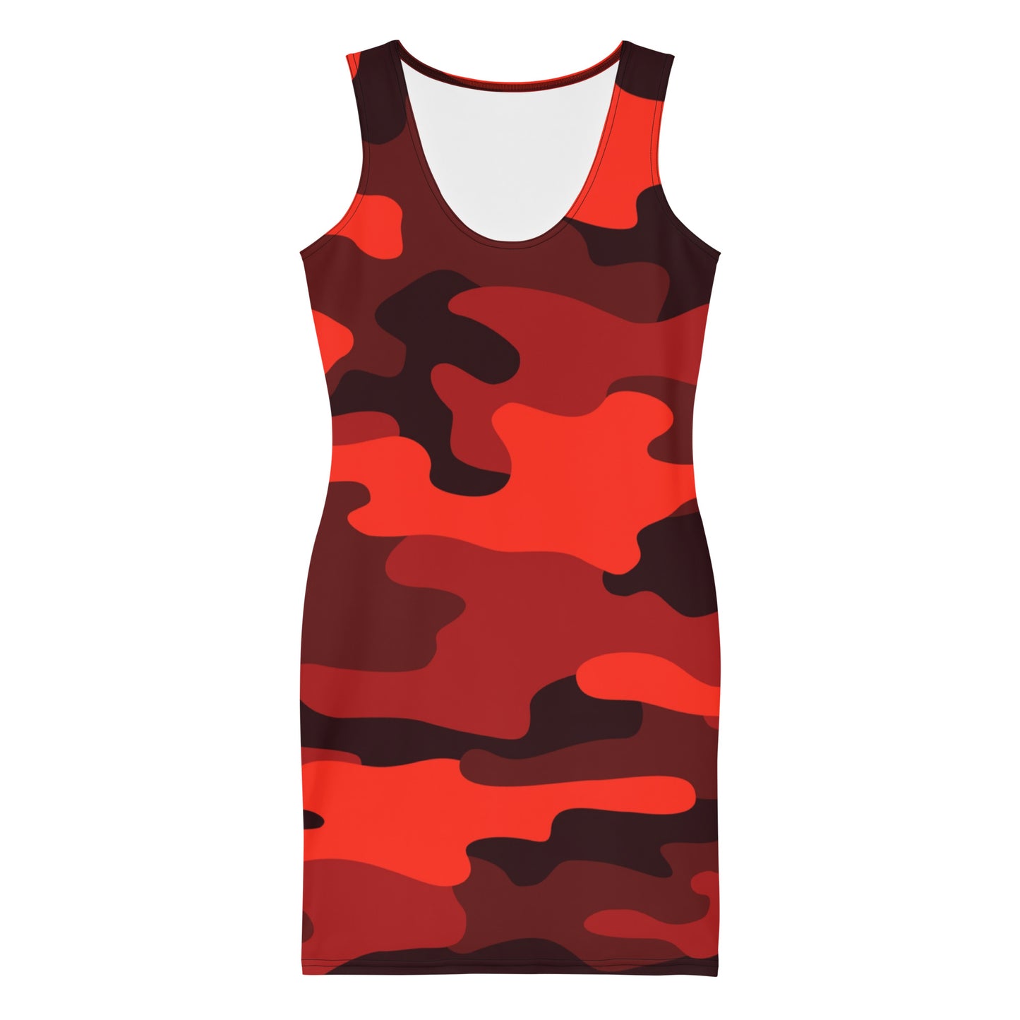 Camo Dress | Scarlet Red & Black | Tight Bodycon Fit Camo Colors