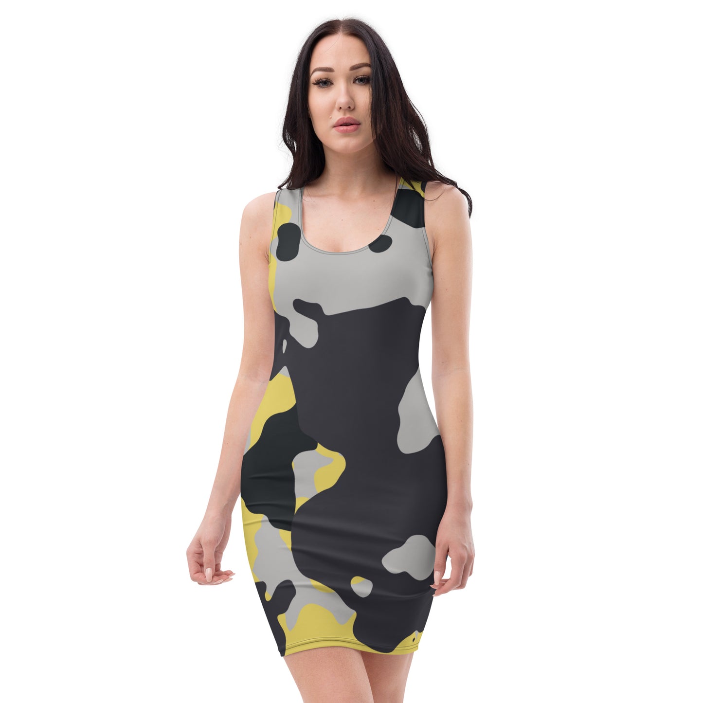 Camo Dress | Yellow, Black, and Silver | Tight Bodycon Fit