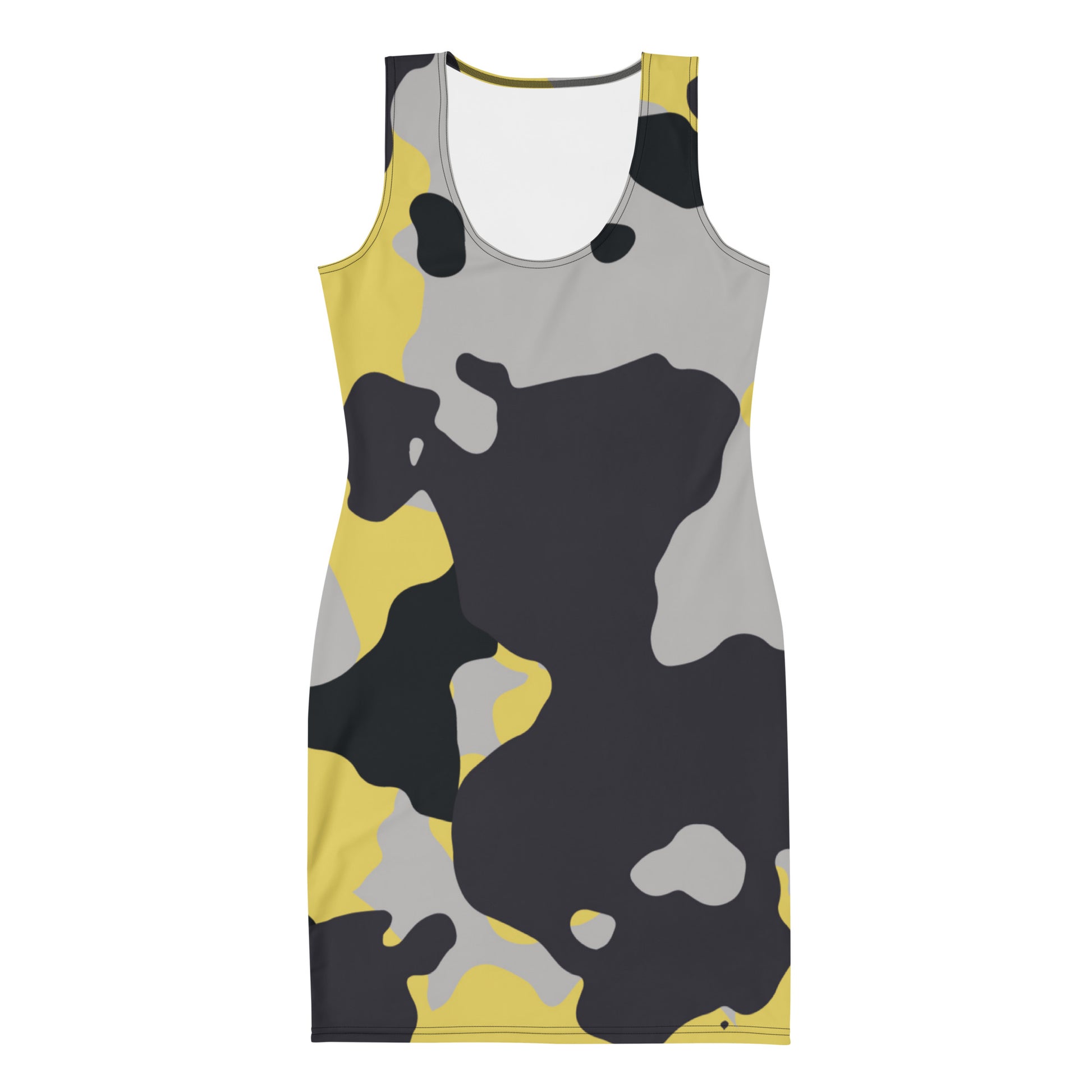 Camo Dress | Yellow, Black, and Silver | Tight Bodycon Fit