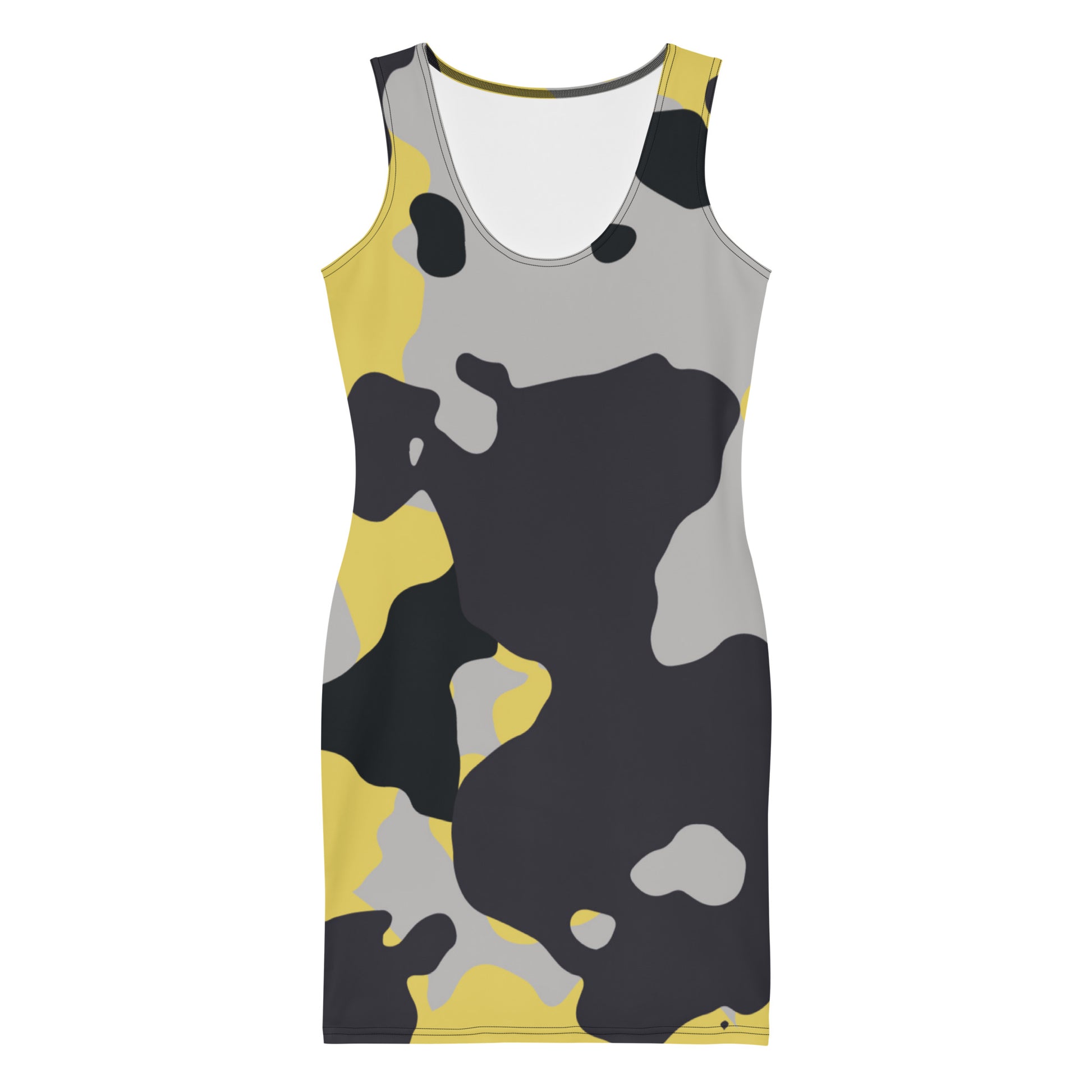 Camo Dress | Yellow, Black, and Silver | Tight Bodycon Fit