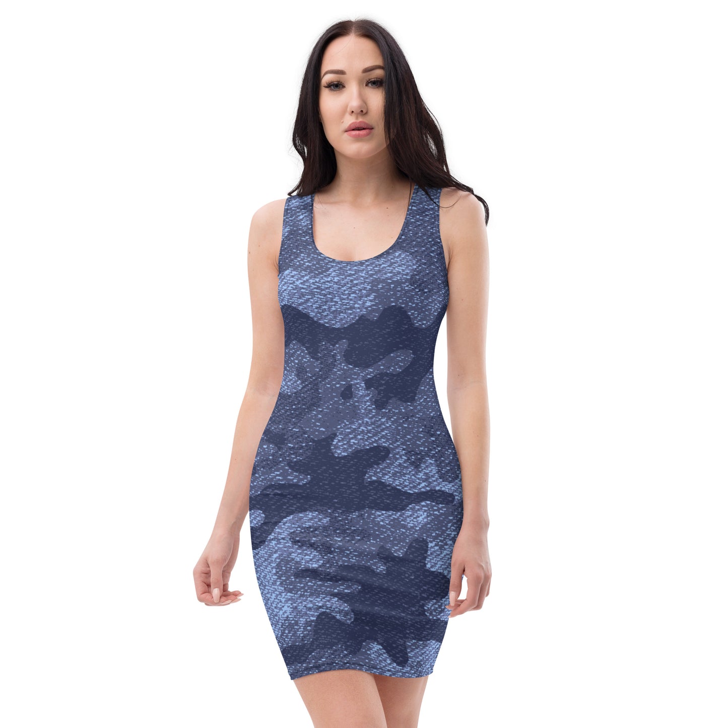 Camo Dress | Denim Blue Camouflage | Tight Bodycon Fit