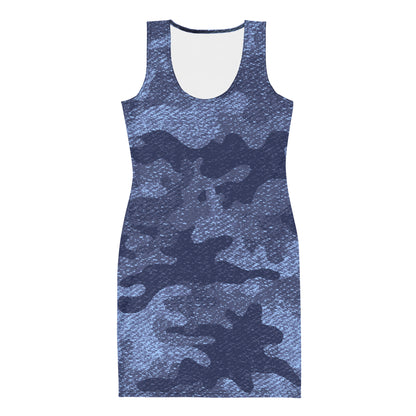 Camo Dress | Denim Blue Camouflage | Tight Bodycon Fit