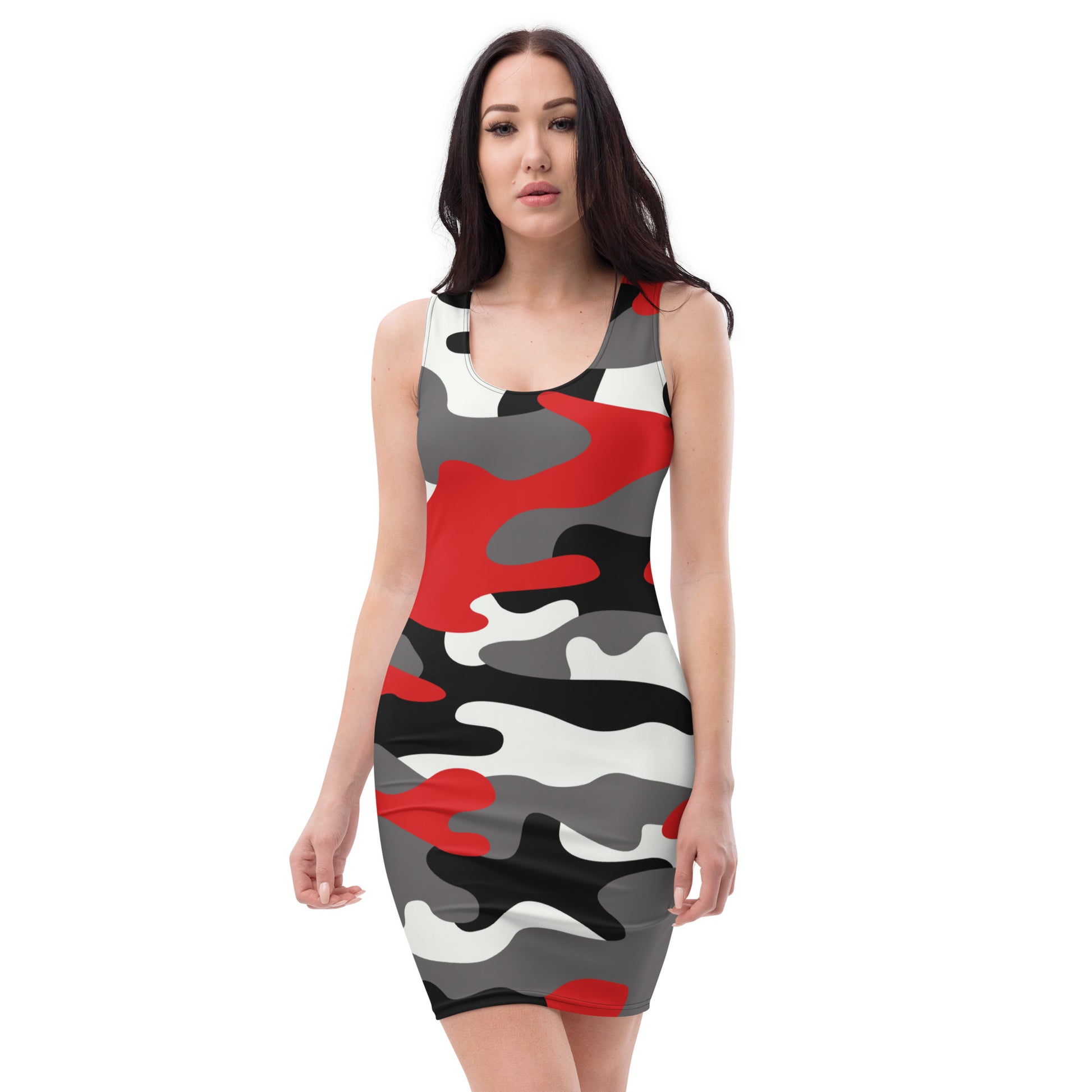 Camo Dress | Red, Black, and White | Tight Bodycon Fit