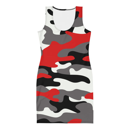 Camo Dress | Red, Black, and White | Tight Bodycon Fit