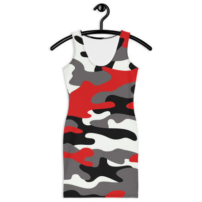 Camo Dress | Red, Black, and White | Tight Bodycon Fit