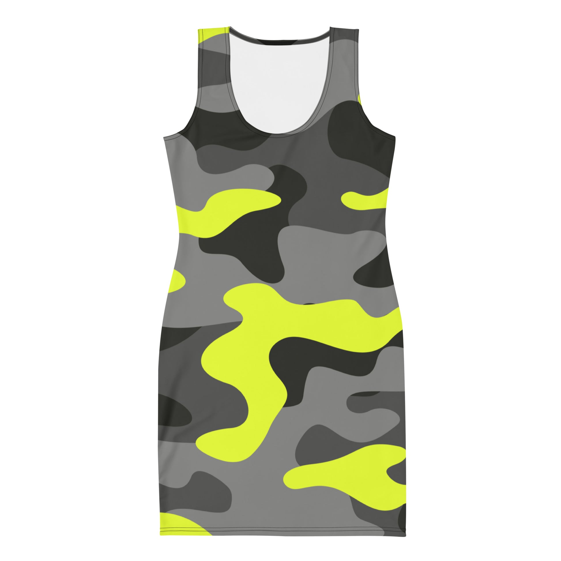 Camo Dress | Yellow, Black, and Gray | Tight Bodycon Fit