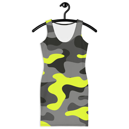 Camo Dress | Yellow, Black, and Gray | Tight Bodycon Fit