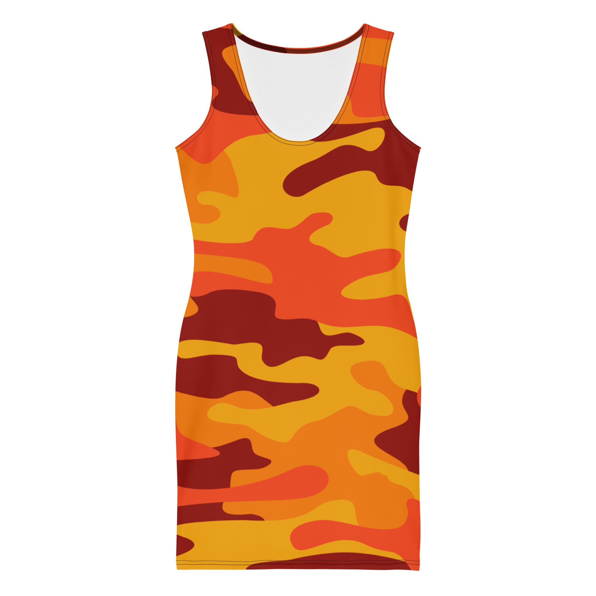 Camo Dress | Orange & Red Camouflage | Tight Bodycon Fit