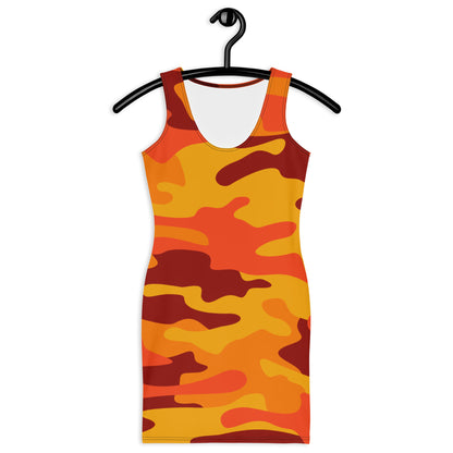 Camo Dress | Orange & Red Camouflage | Tight Bodycon Fit