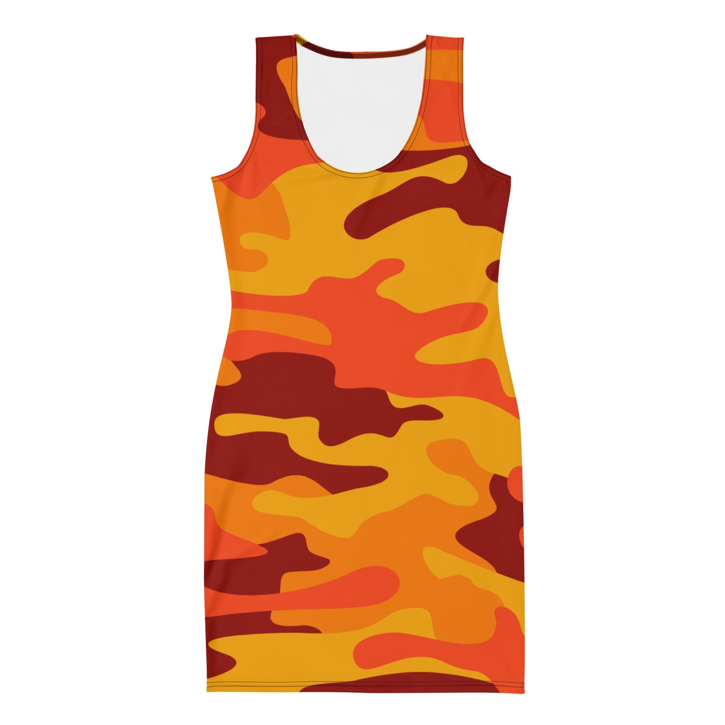 Camo Dress | Orange & Red Camouflage | Tight Bodycon Fit