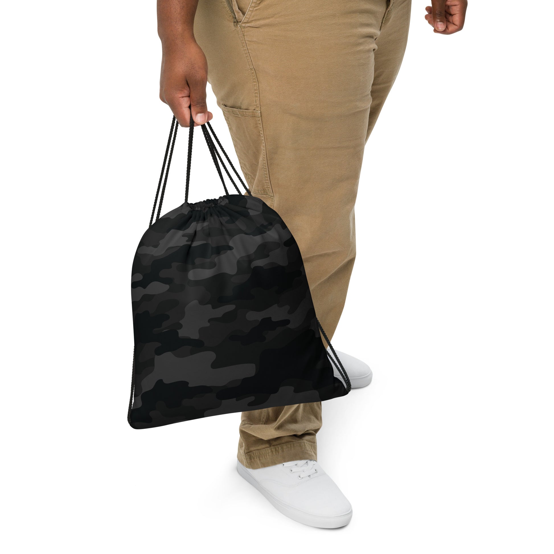 Drawstring Bag | Black Camouflage