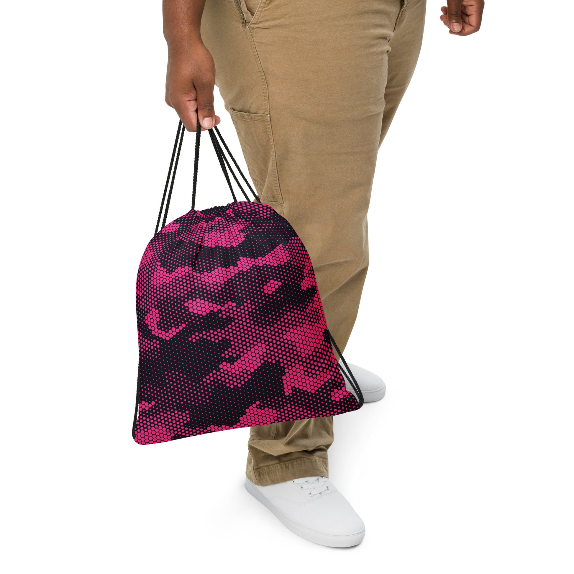 Drawstring Bag | Pink Digital Camouflage