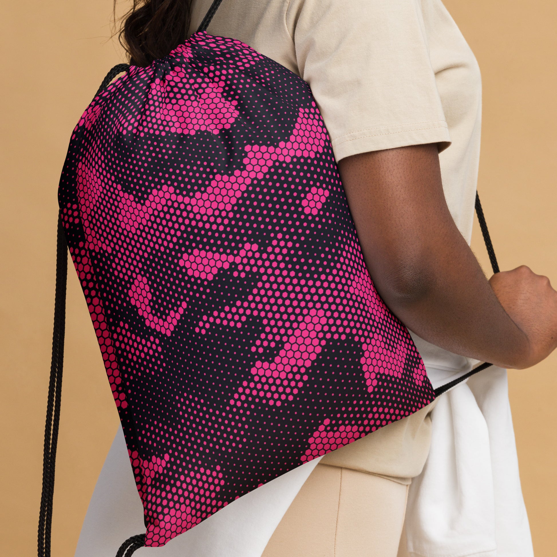 Drawstring Bag | Pink Digital Camouflage